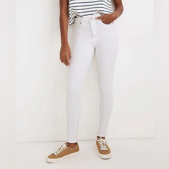 Madewell Size 24 High Rise 10” Skinny Jeans Pure White - Picture 4 of 5